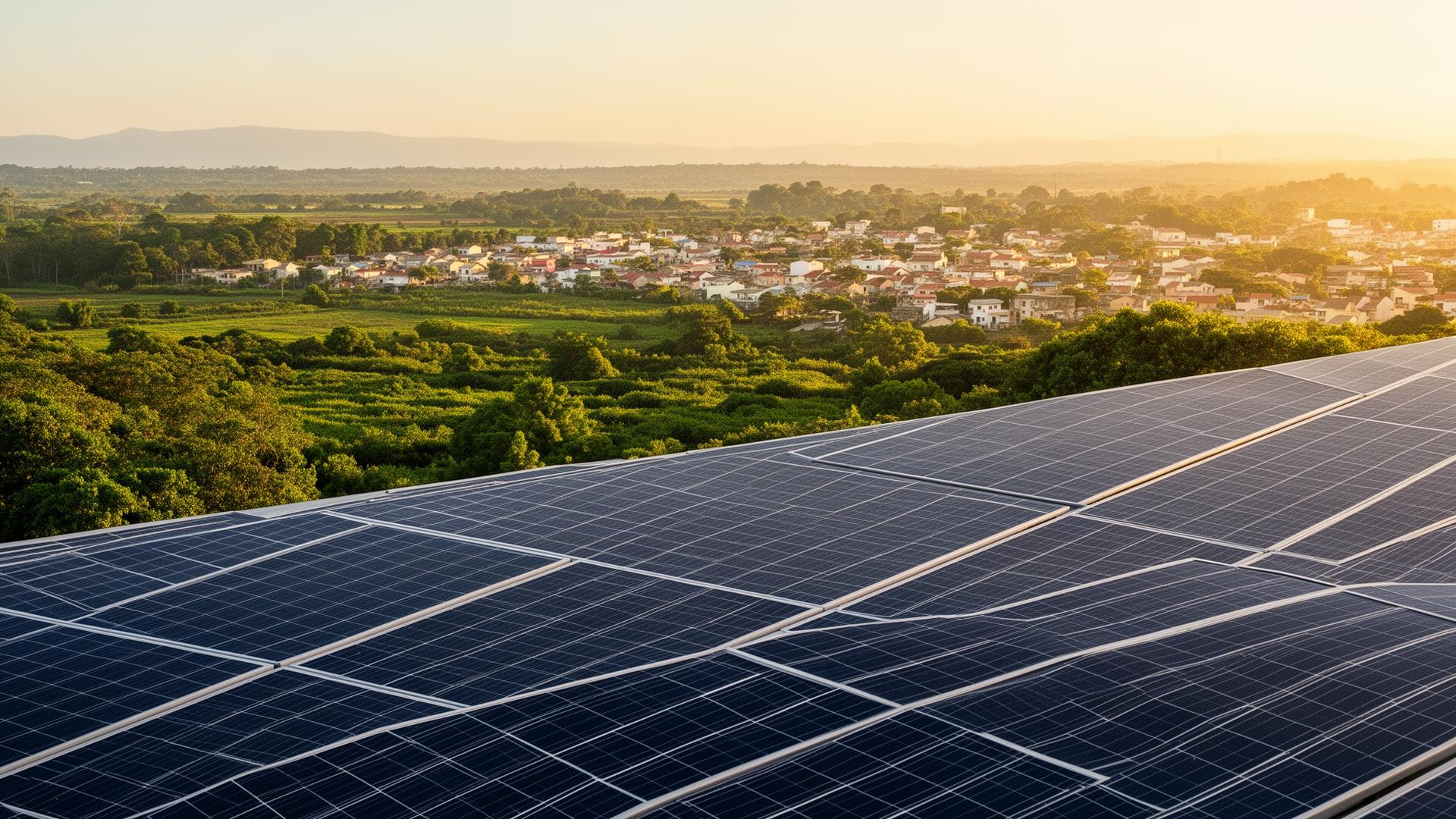 Painéis solares em operação integrados ao território e à comunidade